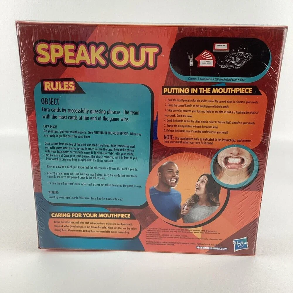 Speak Out Ridiculous Mouthpiece Challenge Game Hilarious Hasbro 2016 New SEALED - Picture 2 of 6